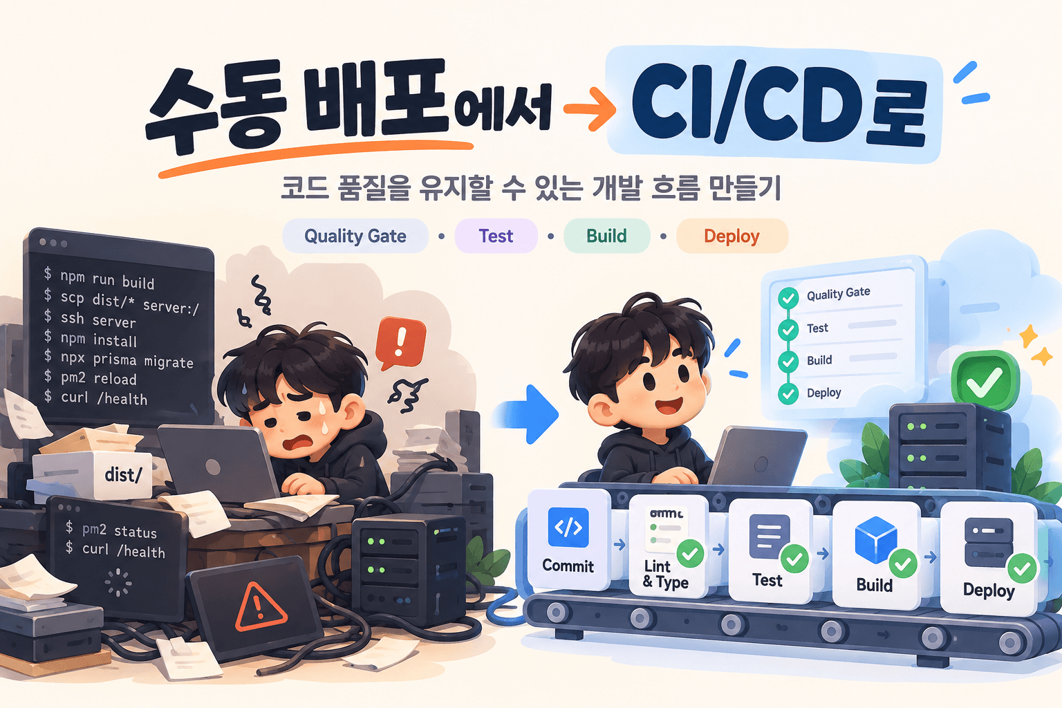 수동 배포에서 CI/CD로: 코드 품질을 유지할 수 있는 개발 흐름 만들기
